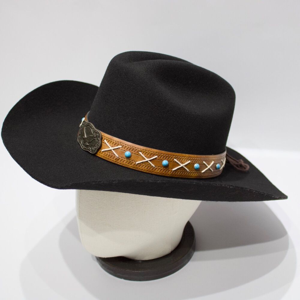 VTG Justin Milano Hat Co. 3X Black 100% Wool Cowboy Hat ~  Size 7 1/8 (56.5cm)